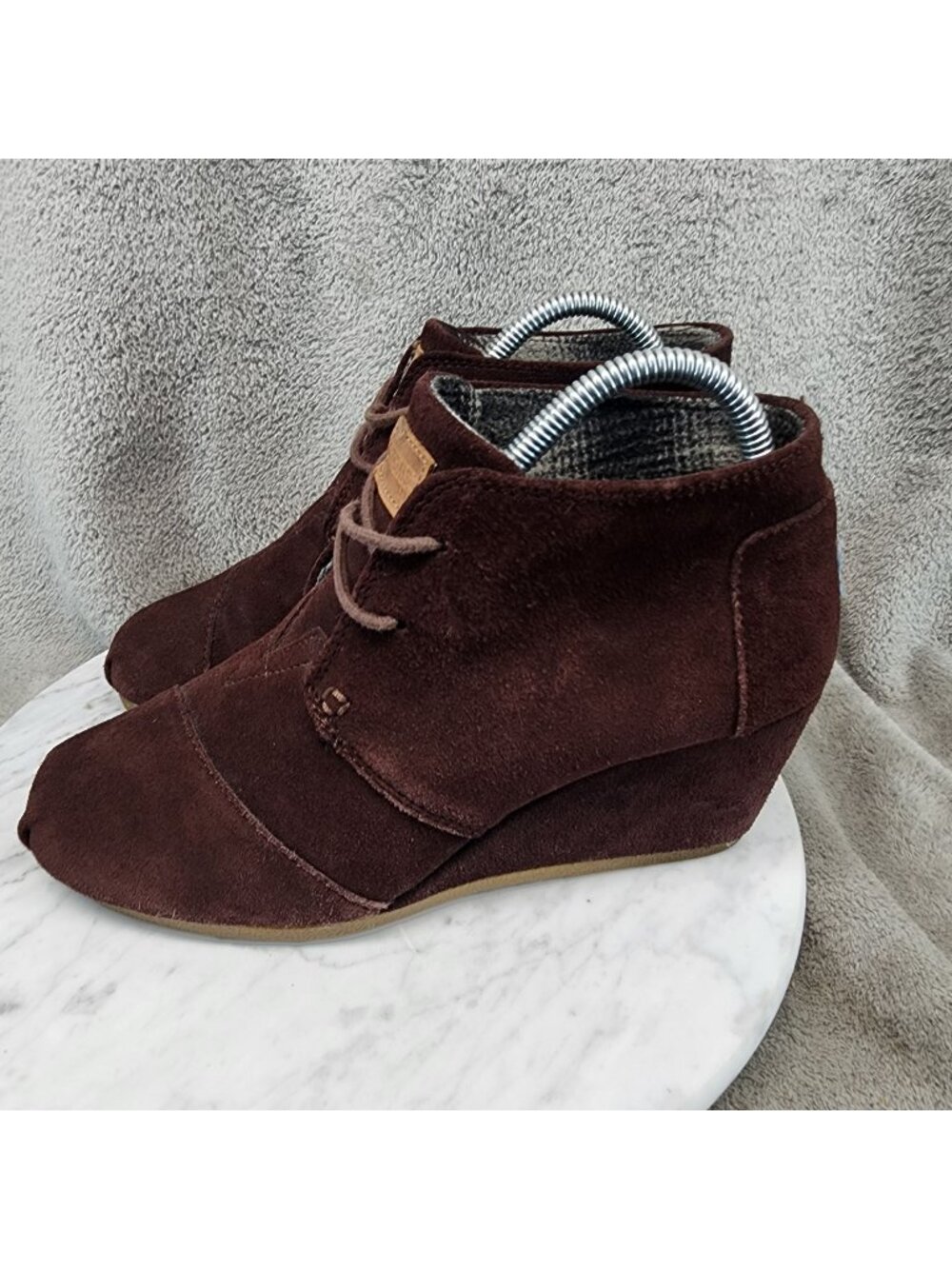 Toms Shoes Womens Size 8 Desert Brown Suede Wedge Ankle Boots *Read*